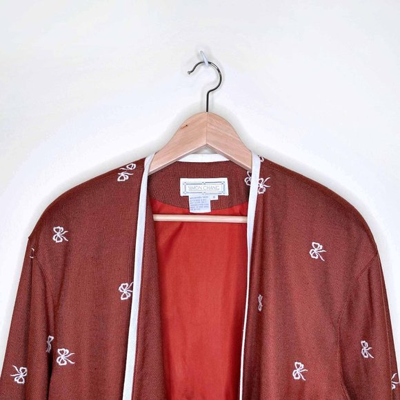 vintage simon chang embroider bow tie waist blazer - Picture 3 of 7